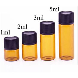 Bouteilles d'emballage compte-gouttes ambre Mini bouteille en verre flacon d'affichage d'huile essentielle petit sérum par conteneur d'échantillon brun goutte de liquide vide Dhlfh