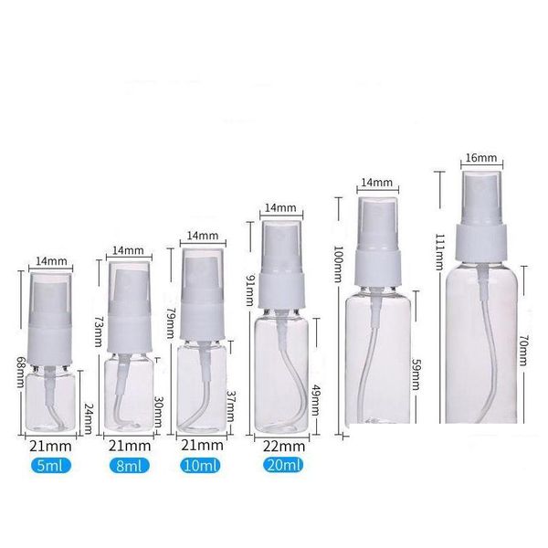 Botellas de embalaje Mejor 15Ml 30Ml 50Ml 60Ml 100Ml Botella de spray de plástico transparente Bombas atomizadoras para aceites esenciales Viajes por puerto Bk Dhw9I