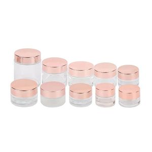 Verpakking Flessen Frosted Glazen Potten Crème Cosmetische Containers Met Rose Gold Cap 5G 10G 15G 20G 30G 50G 100G Lotion Lippenbalsem Fles Dro Otw9N