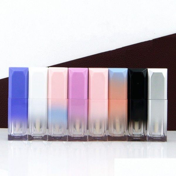 Botellas de embalaje Color degradado Tubo de brillo de labios vacío 5Ml Brillo de labios recargable con varita Botella de muestra reutilizable Contenedores de bálsamo Drop De Dhrdh