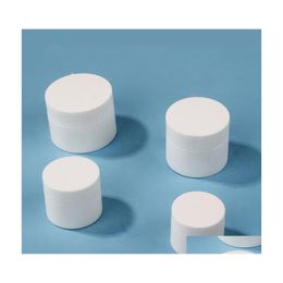 Bouteilles d'emballage de haute qualité 15G 30G 50G pots de crème cosmétique en plastique blanc avec couvercle vide Lotion Batom conteneur échantillon emballage Bo Dhi8T
