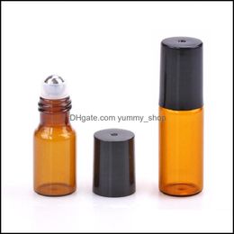 Verpakkingsflessen L 5 ml Amber Glass Roll op Bottle Travel Essenti￫le olie per met roestvrijstalen ballen Drop Delivery Office School Bus OTM0I