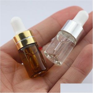 Botellas de embalaje L 5Ml Portable Mini Amber Clear Esstenial Oil Bottle Glass Vacío Dropper 0321 Drop Delivery Office School Business Ind Otk8S