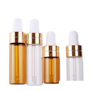 Bouteilles d'emballage l 5 ml de bouteille en plastique en verre brun transparent huile essentielle portable par échantillon