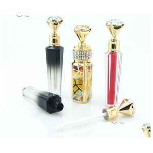 Bouteilles d'emballage L Diamond Diy Lip Gloss Tubes Gold Transparent Black Clear Empty Lipgloss Tube Lips Glosss Travel Bottle Packaging Dhtth