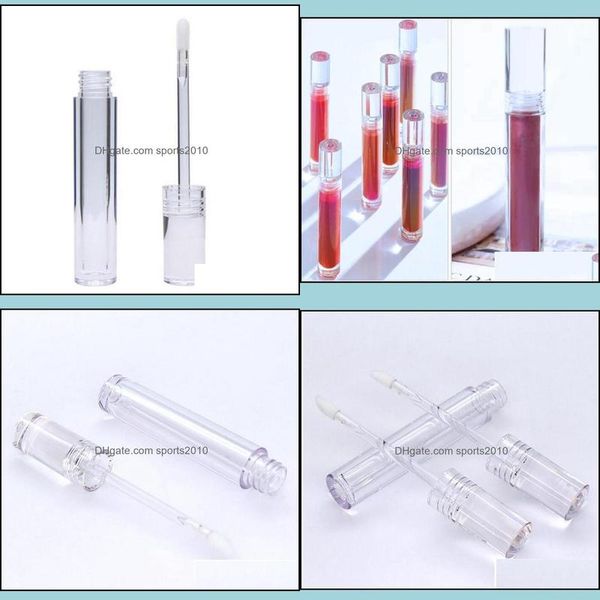 Emballage Bouteilles Lip Gloss Tubes Vide 5 ml Lipgloss Rond Transparent Avec Baguette Effacer Rouge À Lèvres Glaze Tube En Gros Drop Delivery 2021 Dhxz4