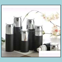 Bouteilles d'emballage Office School Business Industrial Frosted Black Glass Bottle Jars Cosmetic Face Cream Contain Dhsas