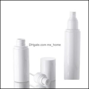 Botellas de embalaje Oficina Escuela Negocios Industrial 100Ml Bomba de loción cosmética de plástico Botella de spray para mascotas blanca para limpiador facial Cuidado de la piel S