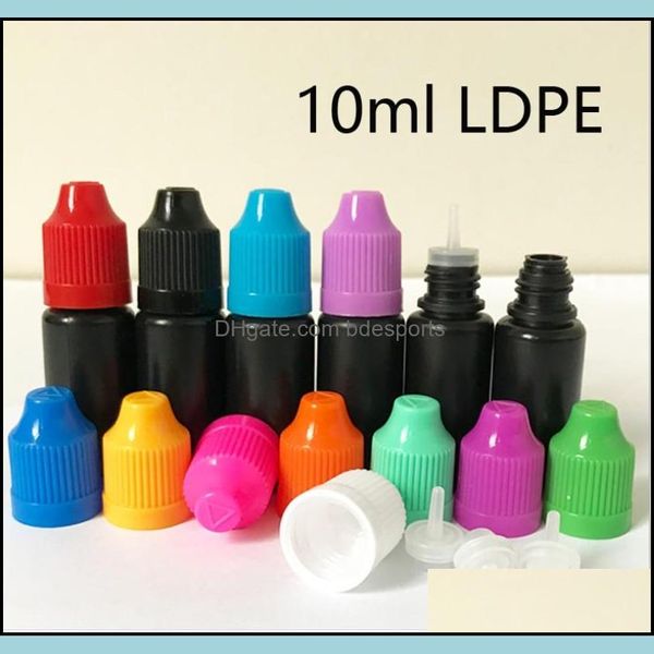 Bouteilles d'emballage Office School Business Industrial 10Ml 30Ml Flacon compte-gouttes noir en plastique vide avec des pointes longues et fines Inviolable Childp