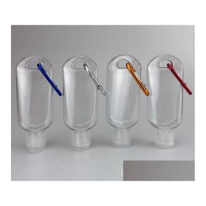 Bouteilles d'emballage Qity 50ml bouteille rechargeable d'alcool vide avec porte-clés crochet transparent désinfectant pour les mains en plastique transparent pour voyage Dro Dhepz