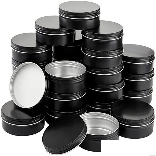 Botellas de embalaje Latas de aluminio redondas con tapas de rosca Caja de almacenamiento de té vacía de metal Crema cosmética Frascos de bálsamo labial Contenedores Drop Ot6Fl