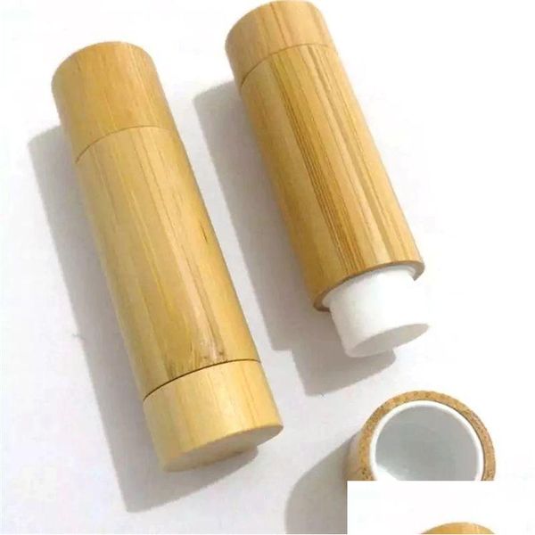 Bouteilles D'emballage Ronde Cosmétique Emballage Vide Bambou Rouge À Lèvres Tube Baume À Lèvres Conteneur Brillant Tubes De Stockage Pour Les Femmes Drop Delivery Off Dhp48