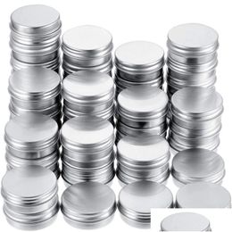 Bouteilles d'emballage Rondes Sier Boîtes En Aluminium En Métal Bouteille De Stockage Bougie Conteneurs Avec Couvercles À Vis Pour Baume À Lèvres Cosmétique Drop Del Otfng