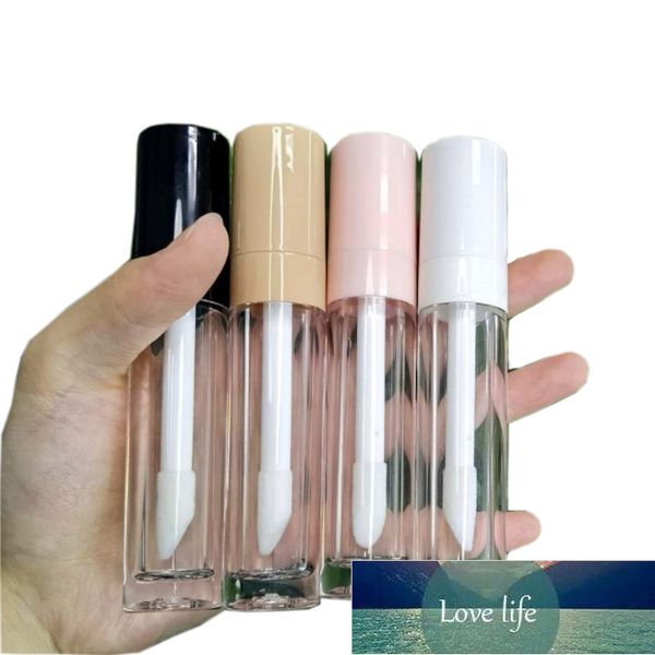 Bouteilles d'emballage Vente 8ml Tube de brillant à lèvres transparent à paroi épaisse Grande brosse Conteneur d'emballage de brillant à lèvres cosmétique avec couvercle noir blanc