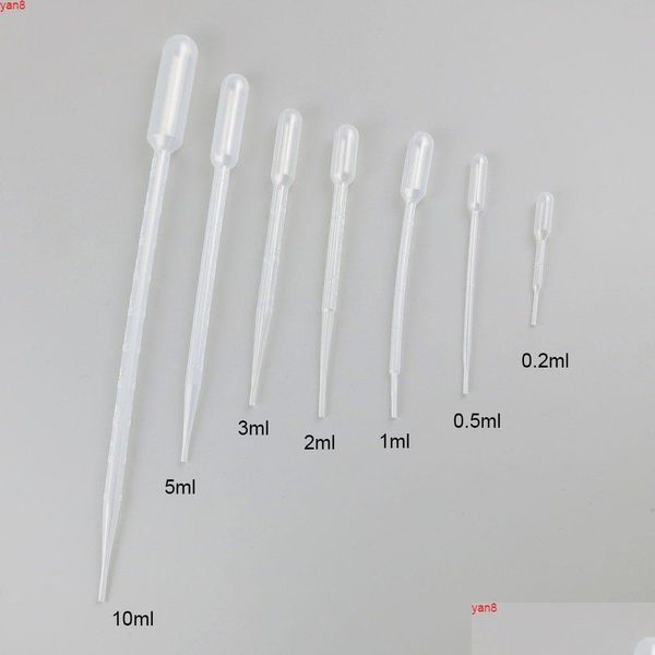 Bouteilles d'emballage en gros 100 x 0,2 ml 0,5 ml 1 ml 2 ml L 5 ml 10 ml Pipette en plastique jetable échelle sûre St pour huile essentielle Samp médical Dhpit