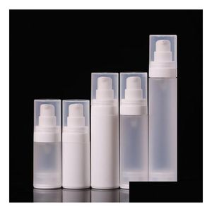 Bouteilles d'emballage En gros 100pcs 15ml 30ml 50ml Pompe à lotion sans air Blanc Givré PP Vaporisateur pour crème pour les yeux Fond de teint Toner Sub Dhqn4