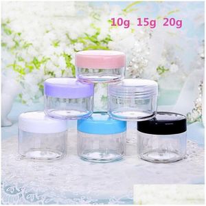 Bouteilles d'emballage En gros 10G 15G 20G Jar Cosmétique Échantillon Bouteille Conteneur Vide Pot En Plastique Transparent Pots Conteneurs De Maquillage Pour Lèvre Ba Oti1L