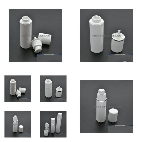 Bouteilles d'emballage en gros 10pcs / lot 15ml 30m 50ml vide bouteille cosmétique en plastique liquide de voyage blanc pompe sans air articles de toilette sous vide C Dhzdt