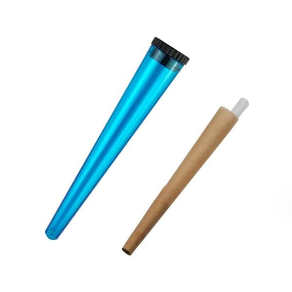 Botellas de embalaje Venta al por mayor 110 mm Pre Roll Embalaje Plástico Cónico Preroll Doob Tubo Titular de la junta Conos de fumar Claro con tapa blanca H DHFEG