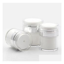 Bouteilles d'emballage en gros 15 30 50G perle blanche acrylique bouteille sans air ronde crème cosmétique pot pompe cosmétiques emballage goutte livraison Otin0