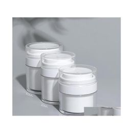 Bouteilles d'emballage En Gros 15 30G Blanc Simple Bouteille Cosmétique Sans Air 50G Acrylique Vide Crème Pot Cosmétiques Pompe Lotion Conteneur S Dhaw1