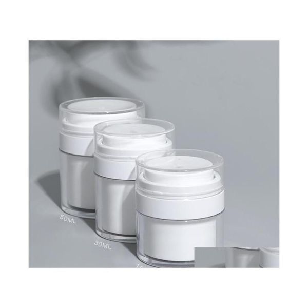 Bouteilles d'emballage En Gros 15 30G Blanc Simple Bouteille Cosmétique Sans Air 50G Acrylique Vide Crème Pot Cosmétiques Pompe Lotion Conteneur S Dhaw1