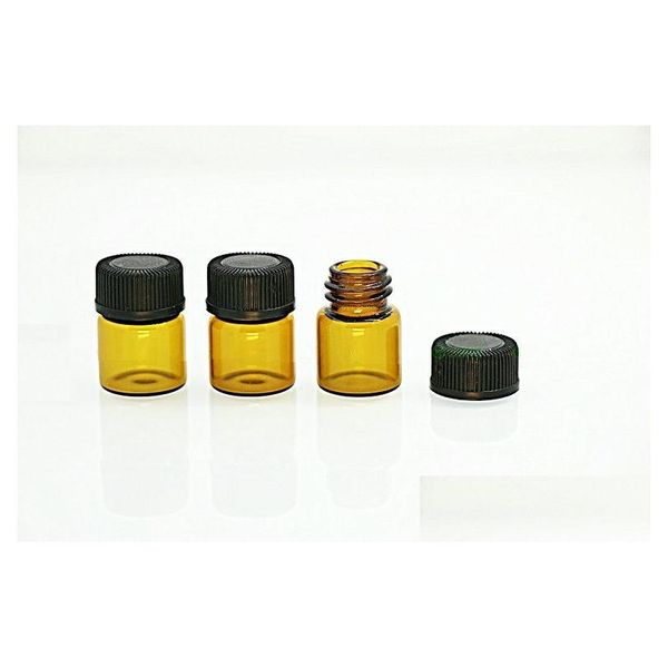 Bouteilles d'emballage en gros 1 ml 1/4 dram bouteille d'huile essentielle en verre ambré par tubes d'échantillon avec bouchon et bouchons bureau de livraison directe Sch Dhmij