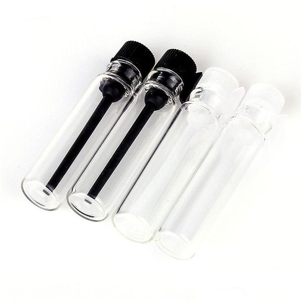 Bouteilles d'emballage en gros 1 ml par échantillons mini bouteilles avec couvercle noir flacons en verre vides flacon compte-gouttes pour voyage et bureau de fête Sch Dhsdh