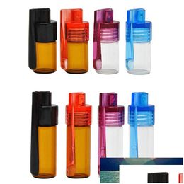Botellas de embalaje al por mayor 1 unids 36 mm / 51 mm botella de vidrio portátil Snuff Snorter Caja de píldora de acrílico Color aleatorio Entrega de gota Oficina Schoo Dhndu