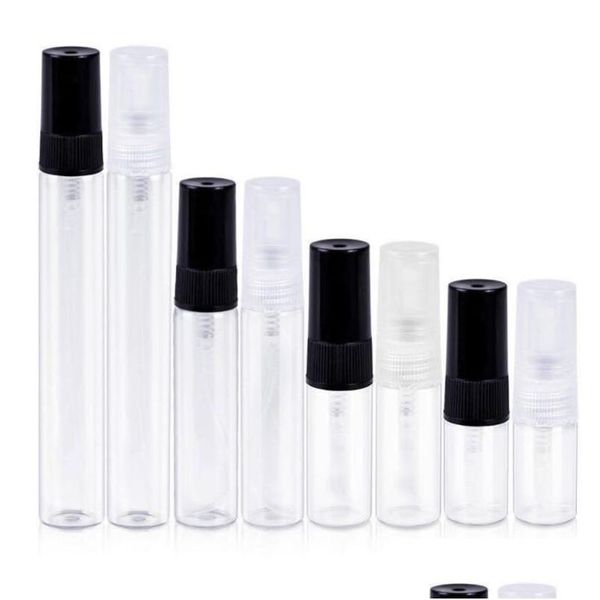 Botellas de embalaje al por mayor 2 ml l 5 ml 10 ml de neblina de vidrio botella de spray recargable por muestra vacía vial portátil de viaje portátil recipiente cosmético D DHD84