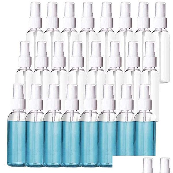 Botellas de embalaje Venta al por mayor 2 oz Botellas de spray transparentes de plástico 60 ml Botella de pulverizador de niebla fina recargable Maquillaje Atomizadores cosméticos Vacío Sma Dhnsy