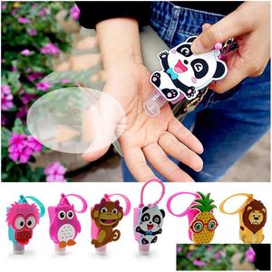 Verpakking Flessen Groothandel 30Ml Leuke Creatieve Cartoon Diervormige Bad Sile Draagbare Handzeep Sanitizer Houder Met Lege Fles Dro Dhjte