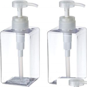 Verpakking Flessen Groothandel 450Ml Hervulbare Lege Plastic Zeepdispenser Fles Pomp Voor Cosmetische Shampoos Bad Douche Vloeibare Lotion Ot04F