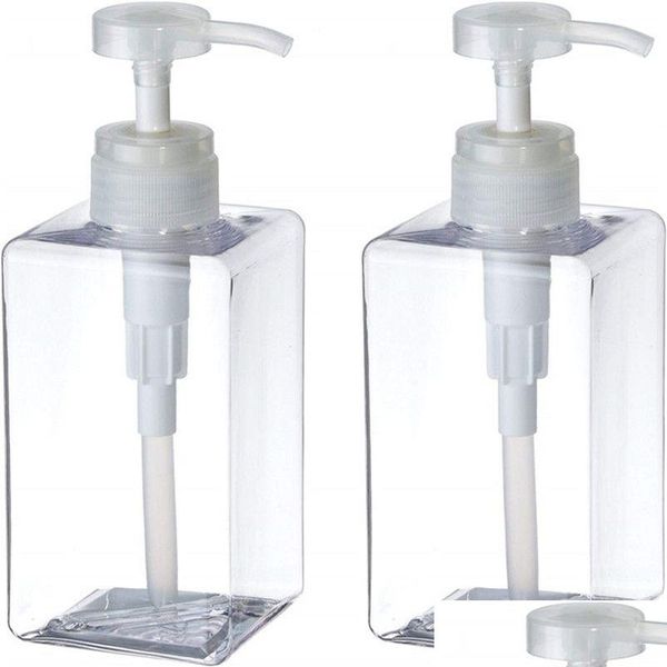 Botellas de embalaje Venta al por mayor 450 ml Bomba de botella de dispensador de jabón de plástico vacío recargable para champús cosméticos Baño Ducha Loción líquida OT04F