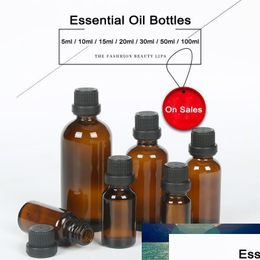 Verpakkingsflessen Groothandel 5 10 15 20 ml Glas Essentiële oliën Des Diy Supplies Per aromatherapie Oliekit Revulbare lege amberopslag met DHOK6