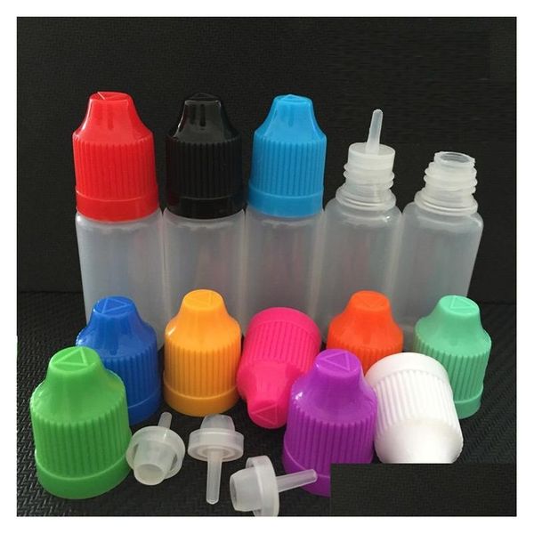 Botellas de embalaje al por mayor 5 ml 10 ml 15 ml 20 ml 30 ml 50 ml Tapa larga delgada Botella cuentagotas más suave Aguja de plástico con colores variables Childp OT9VY