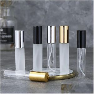 Verpakkingsflessen Groothandel 5 ml 10 ml 15 ml Reizen per glazen spuitfles Monsterflesjes Draagbare Mini Gouden Sier Cap Kantoor School Zakelijk Dhsyu