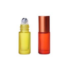 Bouteilles d'emballage en gros 5 ml d'huile essentielle de couleur givrée portable par rouleau en verre épais bouteille rechargeable pour livraison de gouttes dhkzu
