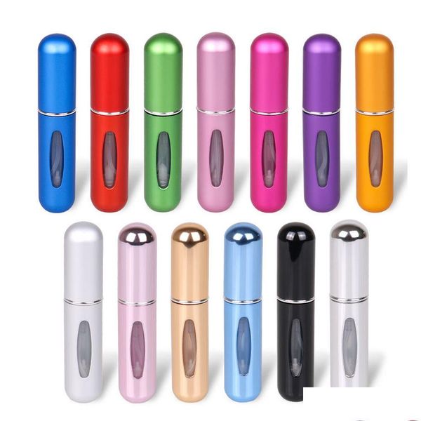 Bouteilles d'emballage en gros 5 ml rechargeables par vaporisateur en aluminium atomiseur portable voyage conteneur cosmétique bouteilles pers 12 couleurs Dhszn