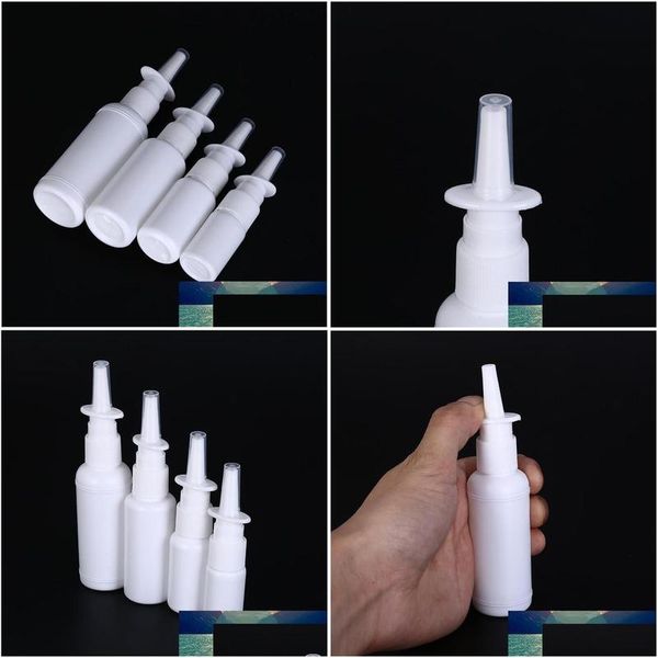 Botellas de embalaje al por mayor 5 unids 10 ml 20 ml 30 ml 50 ml plástico vacío bomba de pulverización nasal pulverizador niebla nariz botella recargable para gota médica dhgb