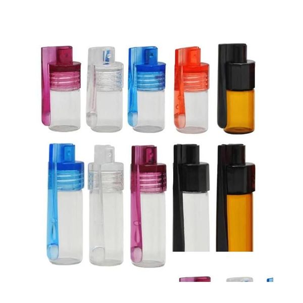 Bouteilles d'emballage en gros Acrylique Fumer Snuff Bouteille Conteneurs Snorter Kit Avec Couvercle De Cuillère Portable Sniff Poche Durable Snuf Dhzv9