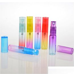 Botellas de embalaje al por mayor de colorf rezándose 4 ml 8ml mini vidrio de gradiente portátil por botella de fragancia contenedor cosmético vacío dhliv