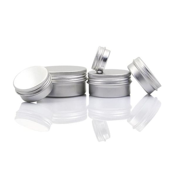 Botellas de embalaje Venta al por mayor Contenedores de bálsamo labial de aluminio vacíos Tarros de crema cosmética Tin Crafts Pot Bottle 5 10 15 30 50 100 g Drop Deliv Dhwe8