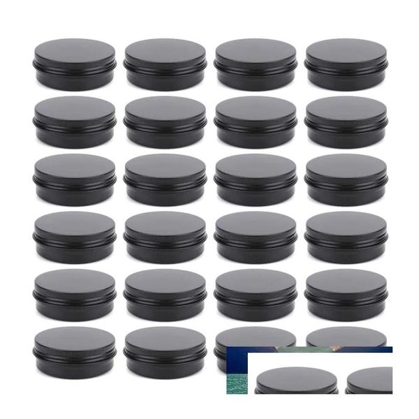 Botellas de embalaje al por mayor de latas de aluminio negro vacío latas de vela redonda de tornillo con contenedores de tapa 50pcs 5G 10G 15G 20G 30G D DHYK9