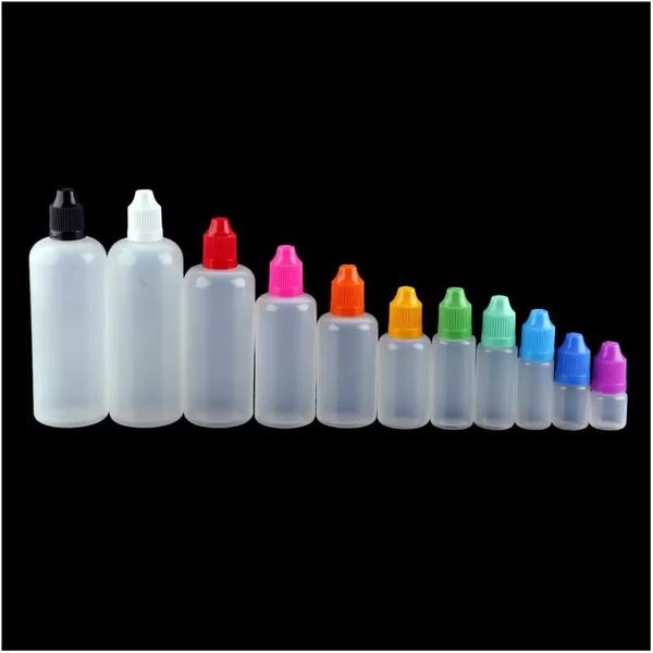 Botellas de embalaje Venta al por mayor Botella de aceite vacía Cuentagotas de plástico para E Cig E-Juice E-Liquid L 5Ml 10Ml 15Ml 20Ml 30Ml 50Ml 100Ml 120Ml Wit Dhnol