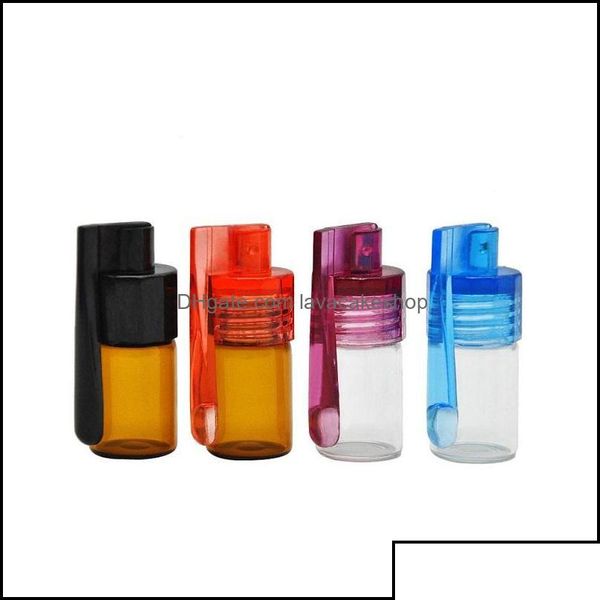 Bouteilles d'emballage Emballage en gros Colorf 36Mm 51Mm Taille de voyage Bouteille en plastique acrylique Snuff Snorter Distributeur Verre Pill Case Vial C Dhffn