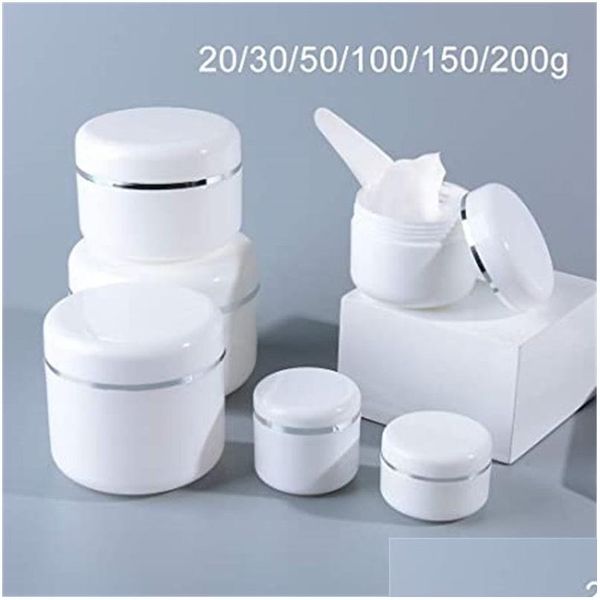 Bouteilles d'emballage en gros pot en plastique blanc avec couvercle bouteilles cosmétiques rechargeables vides composent le conteneur de stockage de lotion de crème pour le visage hors Dh5BK