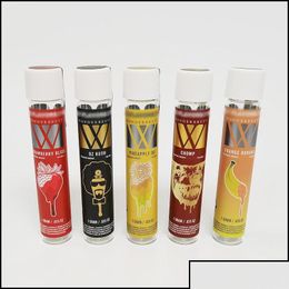 Botellas de embalaje WonderBrett Glass Pre Roll Tubes Bottle con 5 tipos Pegatinas 115 mm King Tamaño Preroll Packaging Tubo Cali Pack Cap Dhmap