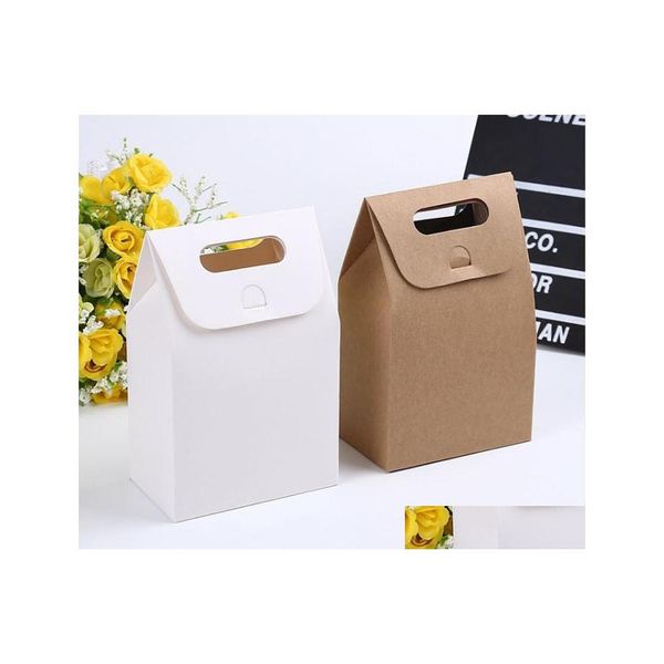 Boîtes d'emballage 10x6x16cm Gift Kraft Box Craft Sac avec poignée Soap Candy Bakie Biscuits Paper d'emballage SN1503 Drop Livraison Dhyqf