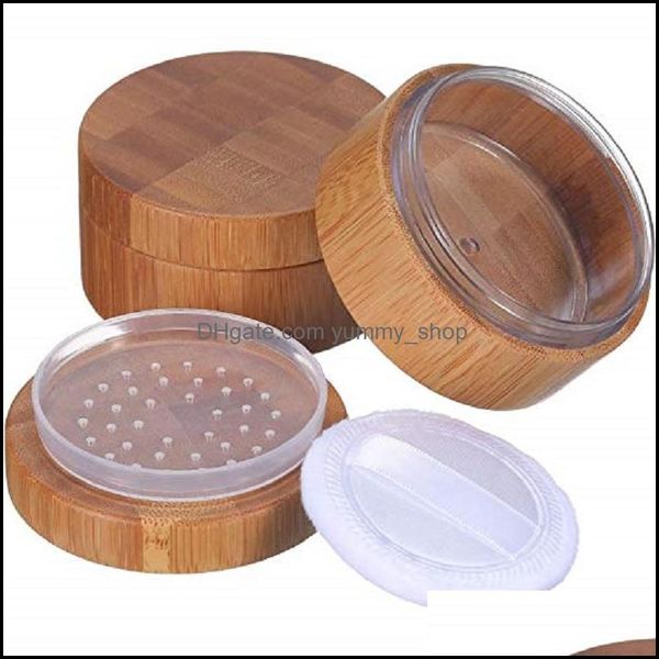 Boîtes d'emballage 30 ml boîtier en poudre vide en bambou maquillage cosmétique de maquillage en bac à couvercle de boîte à tamis et livraison de goutte à feuilles ot61z